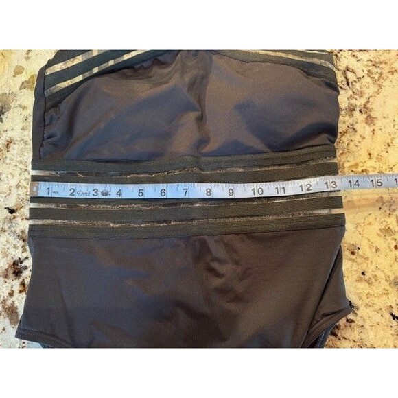 Kenneth Cole Black One Piece MED Cross Neck Illusion Mesh Swimsuit Bathing Suit - Picture 10 of 11